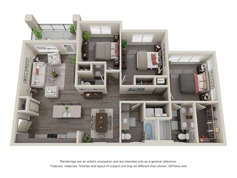 3 bed 2.5 bath floor plan at Trinity Woods, Missouri